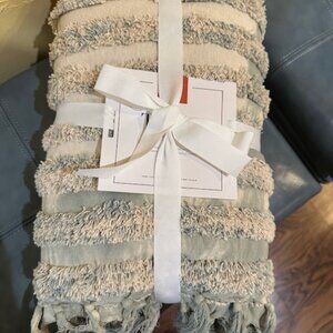 Nice Light Blue Cotton Throw Blanket - NEW from Loloi
